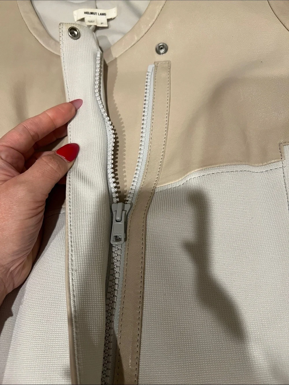 Helmut Lang Two-Tone Cream & White Leather Jacket